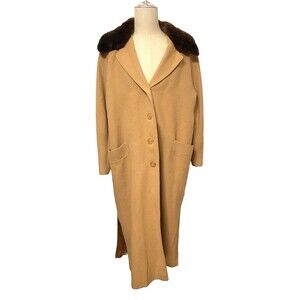 Vintage FLEURETTE SAKS 5th AVE 100% Camel Hair Long Fur Coat USA Union Made READ